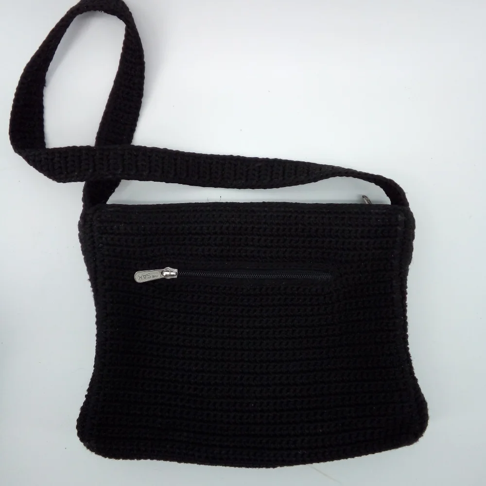 The SAK Black Knit Leather Trio Bundle Small Medium Shoulder Bags Bag Casual - Picture 3 of 16